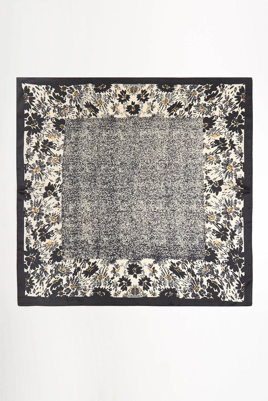 Black floral print bandana scarf