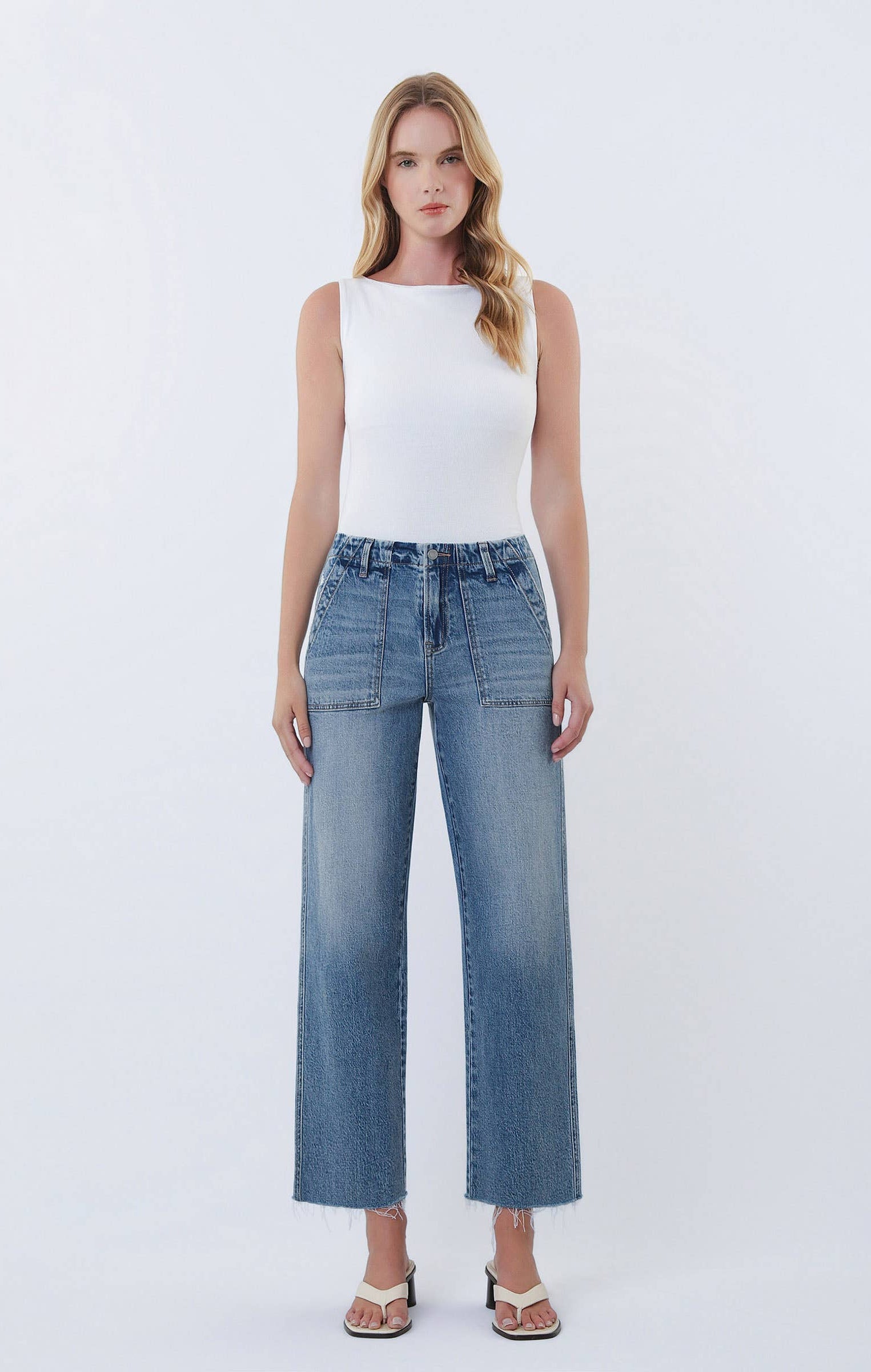 Flying Monkey - High Rise Patch Pocket Slim Wide Leg - Fantasy - happenstance.