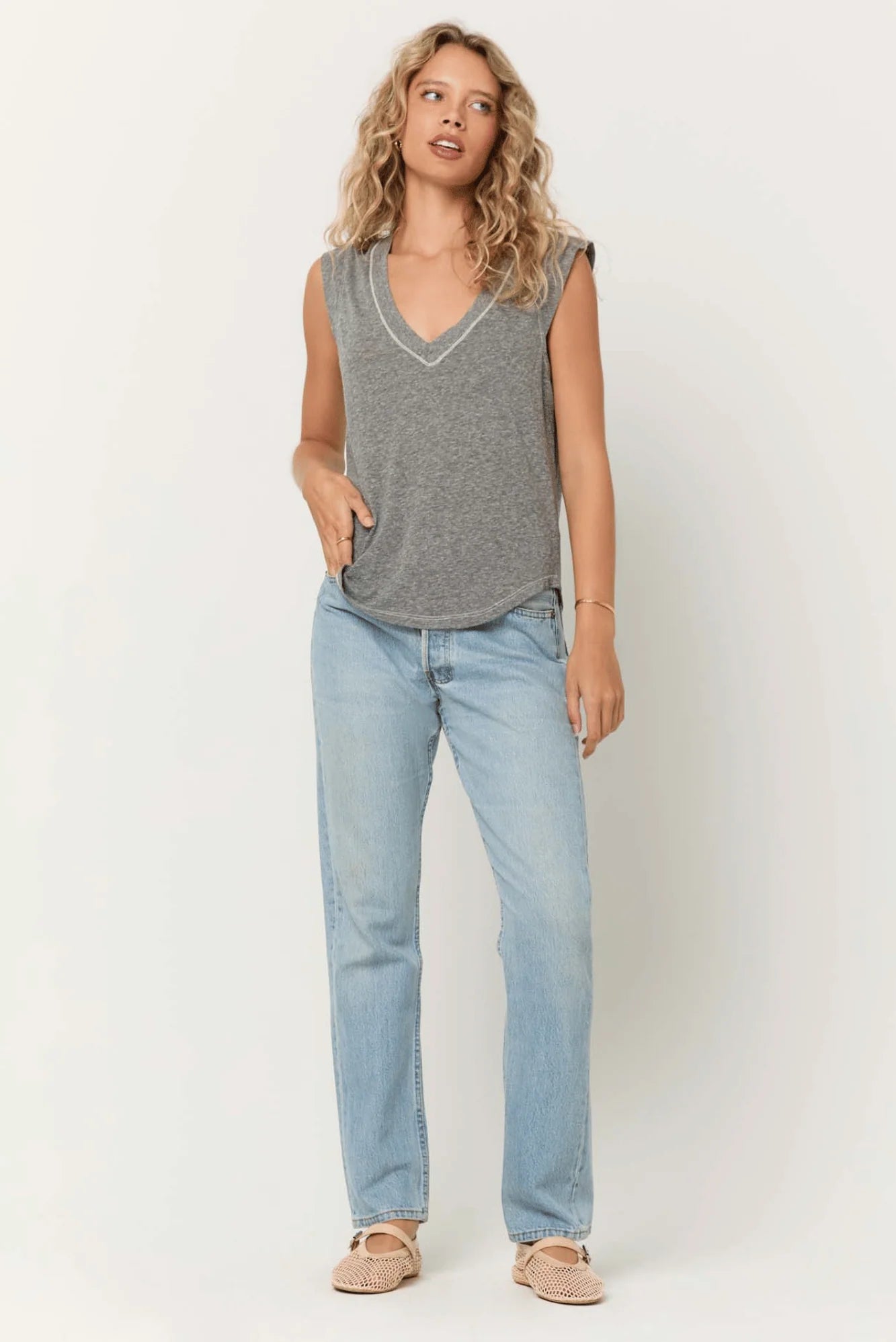 Rue Heathered V-neck Tank - happenstance.