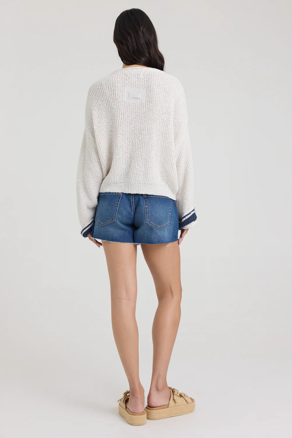 Marine Stripe V-neck Sweater - happenstance.