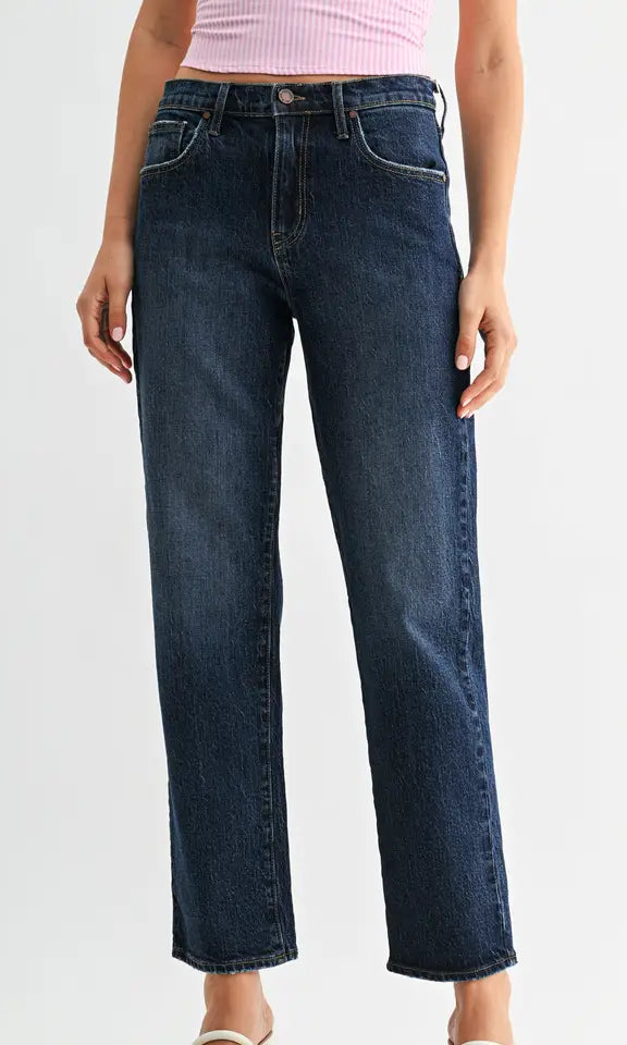 Dark wash straight leg jeans