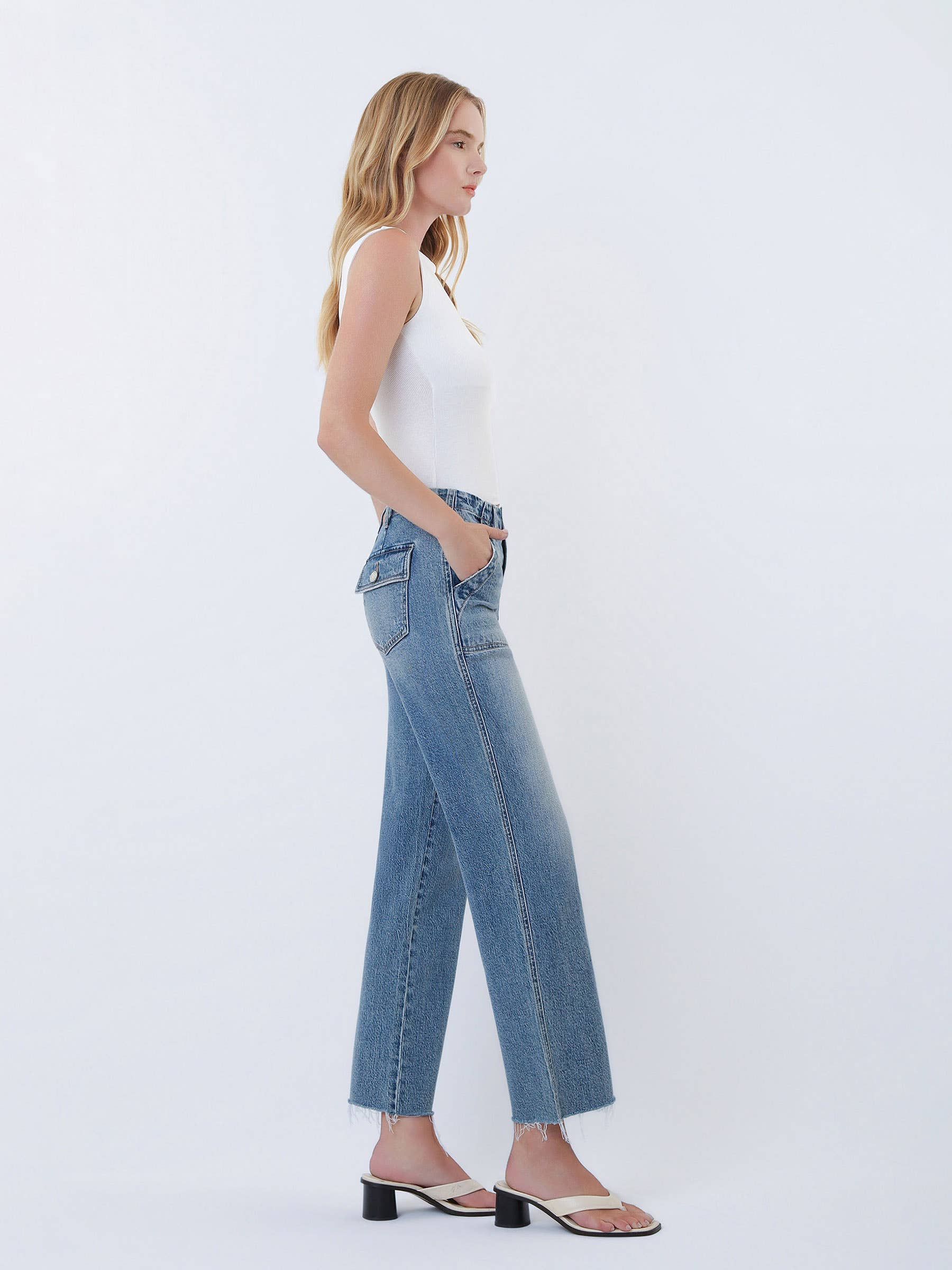 Flying Monkey - High Rise Patch Pocket Slim Wide Leg - Fantasy - happenstance.