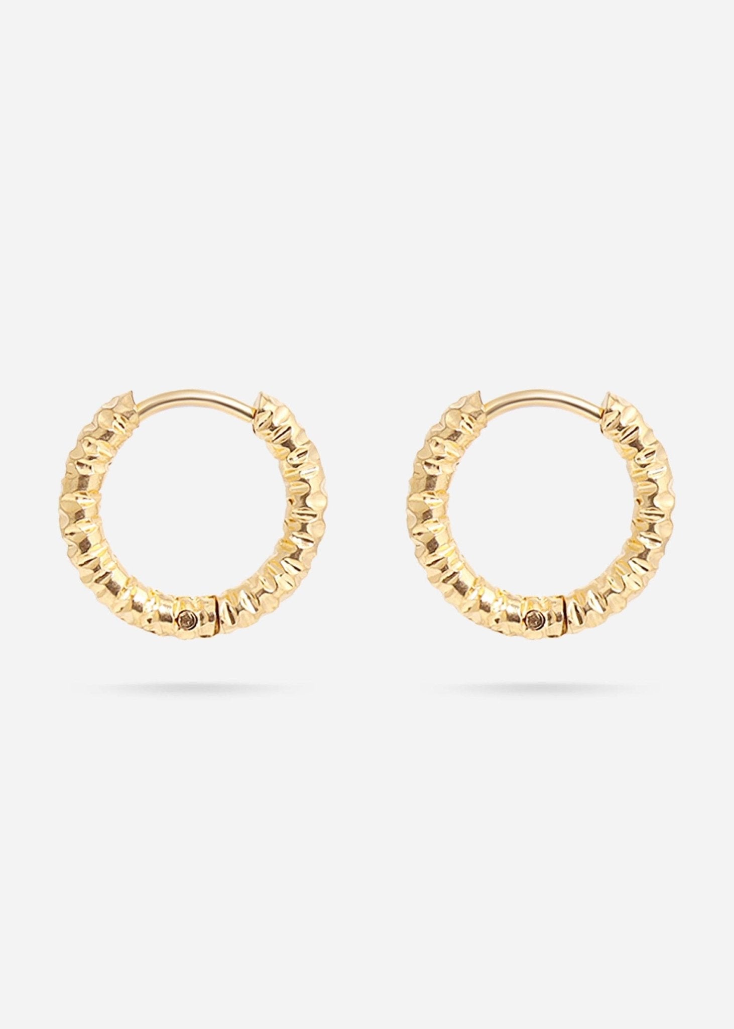 Textured Huggie Hoop Earrings - 15 mm Gold - happenstance.