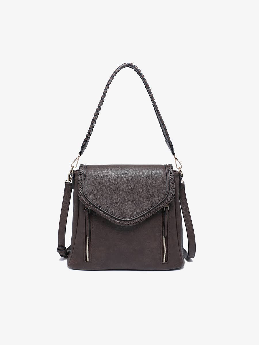 Dark brown whipstitch crossbody bag