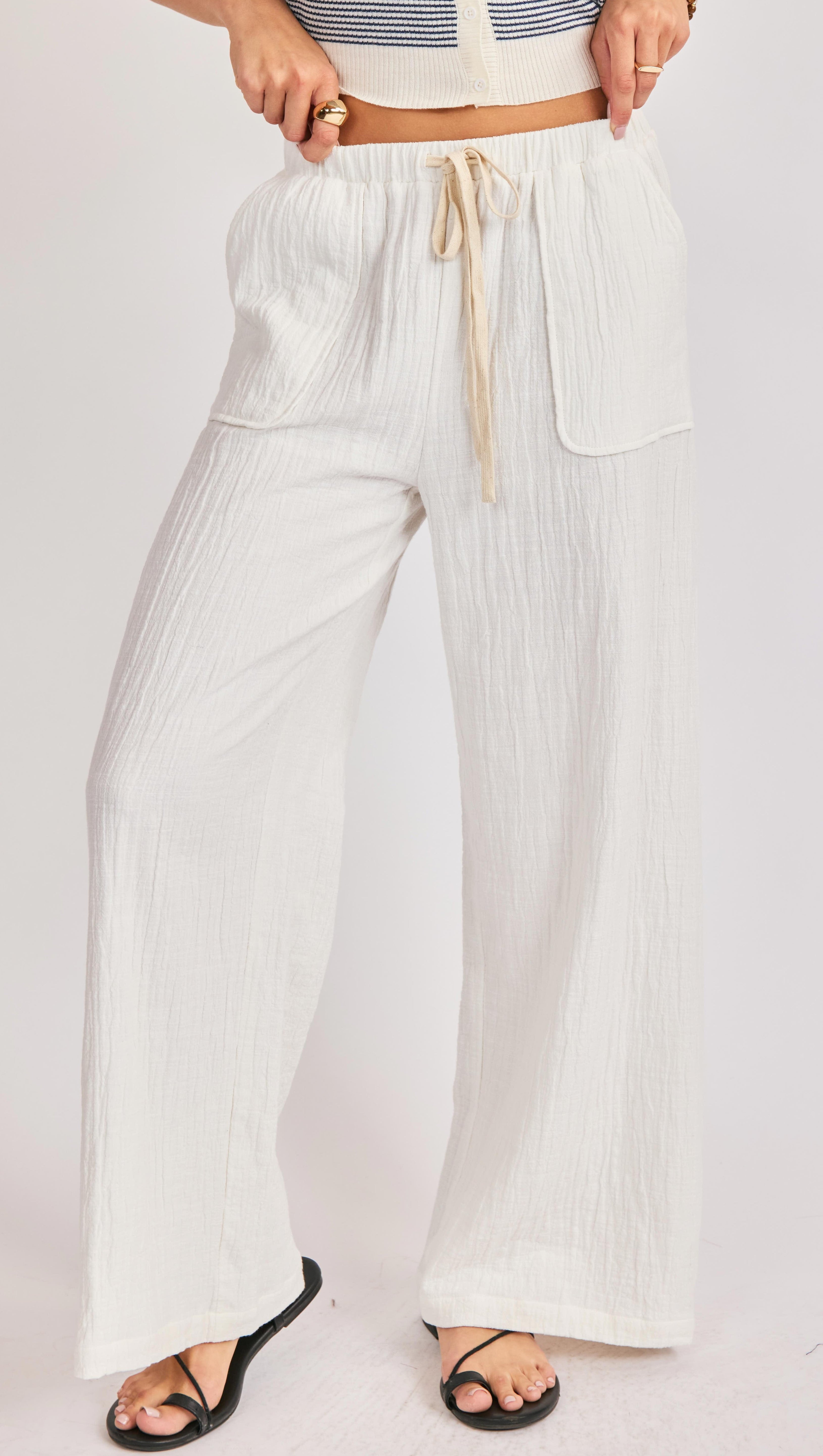 White wide leg pant