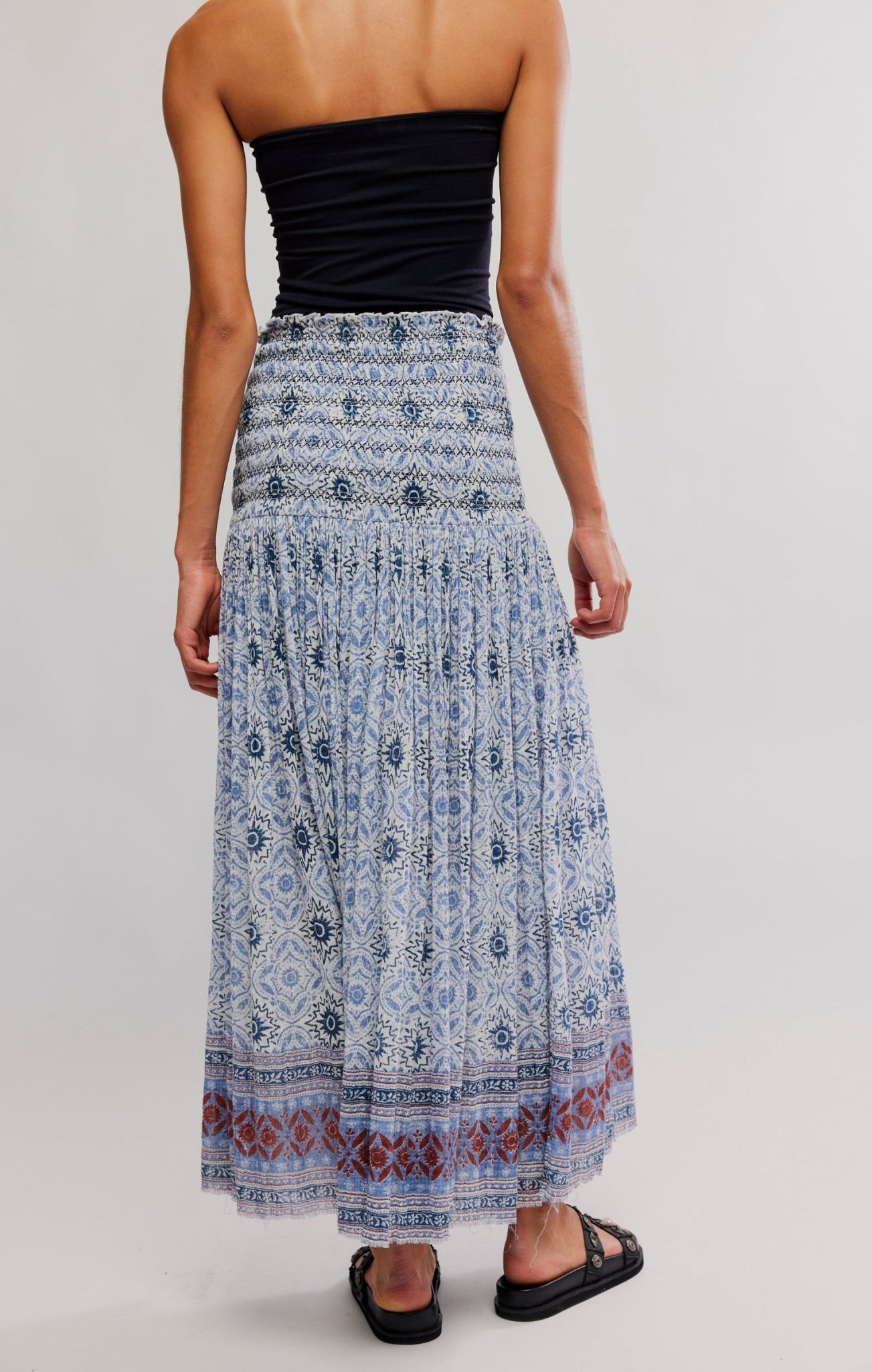 Free People - Ravenna Printed Maxi Skirt - Bluebird - happenstance.