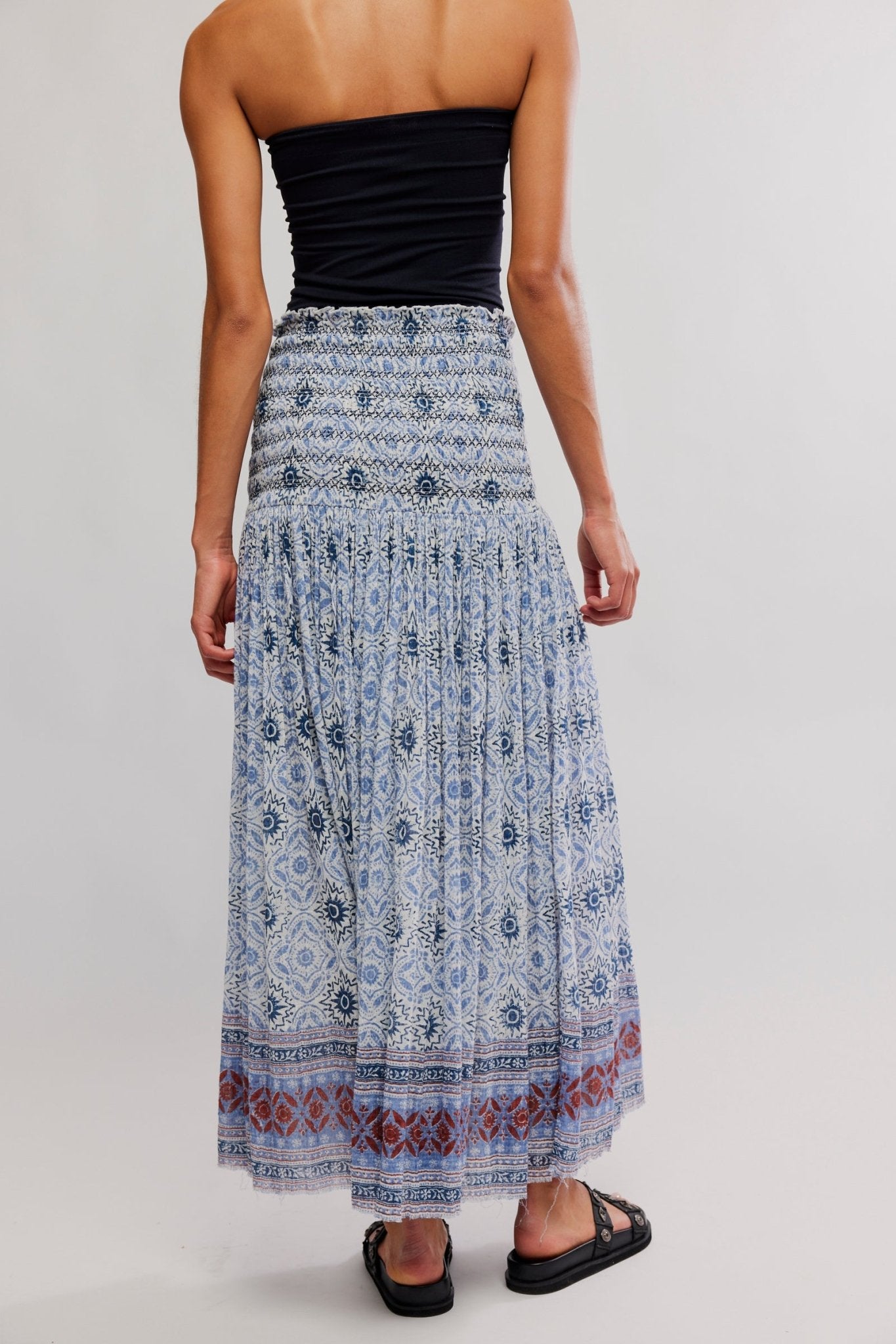 Free People - Ravenna Printed Maxi Skirt - Bluebird - happenstance.