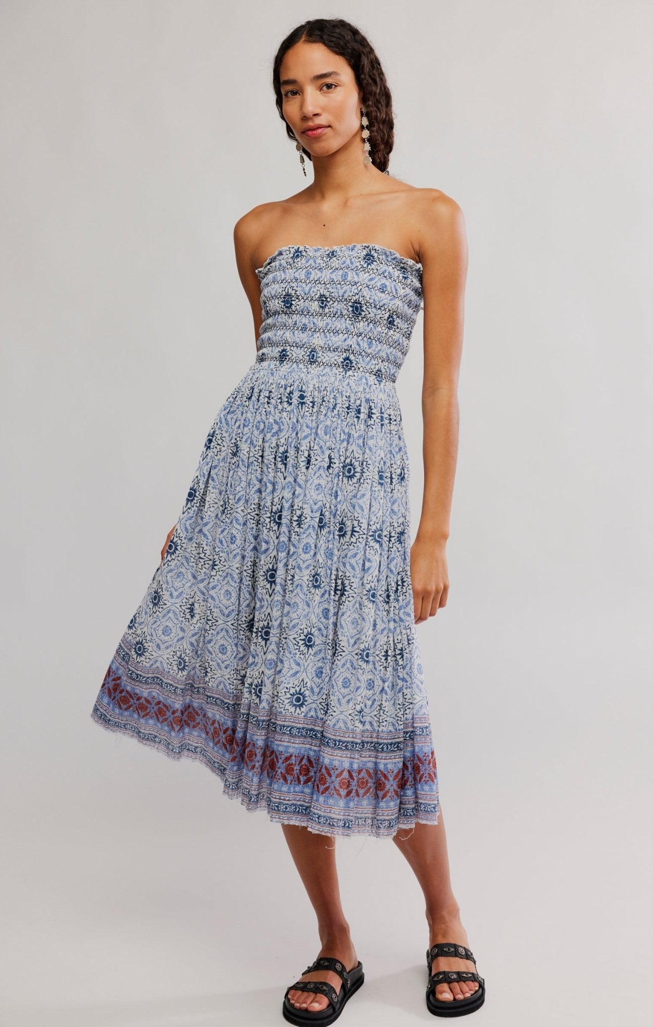 Free People - Ravenna Printed Maxi Skirt - Bluebird - happenstance.