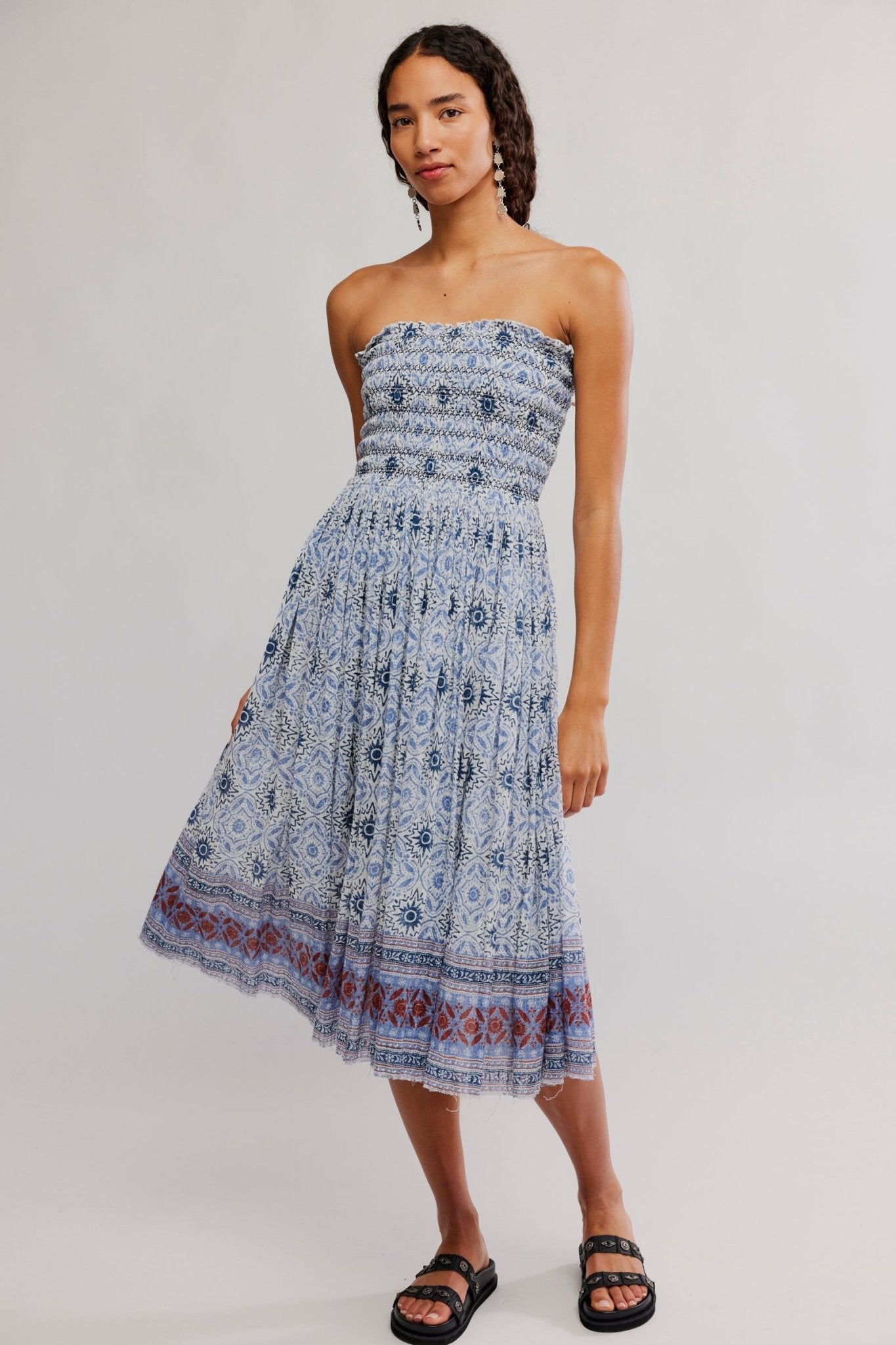 Free People - Ravenna Printed Maxi Skirt - Bluebird - happenstance.