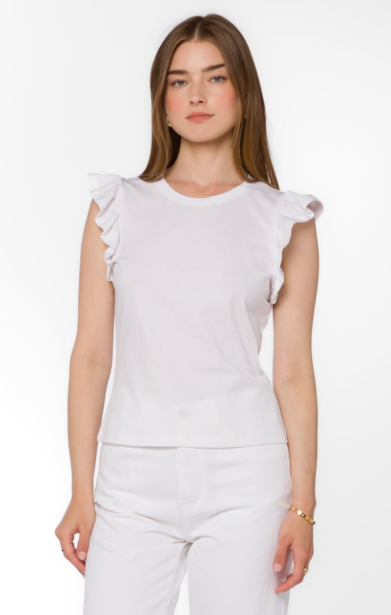 White ruffle top