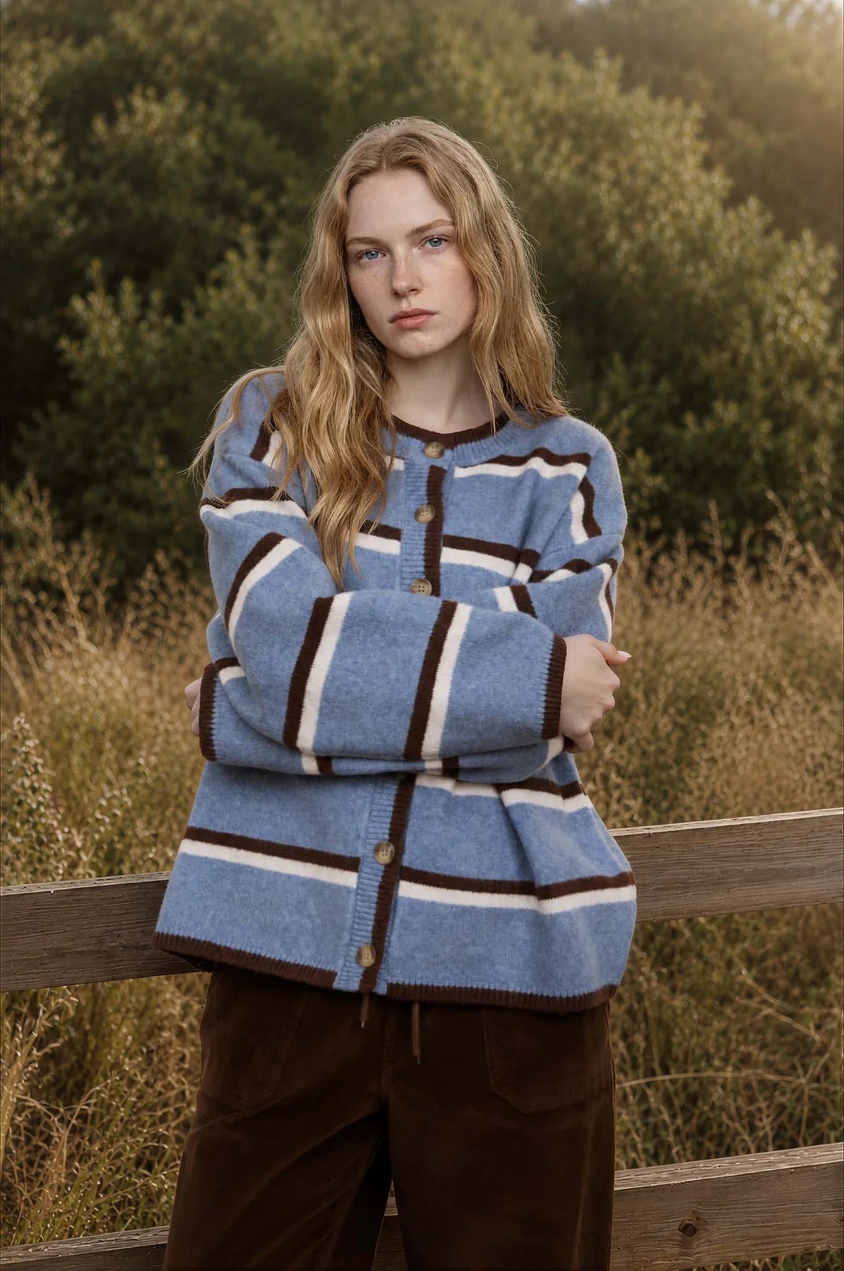 Blue and brown stripe cardigan