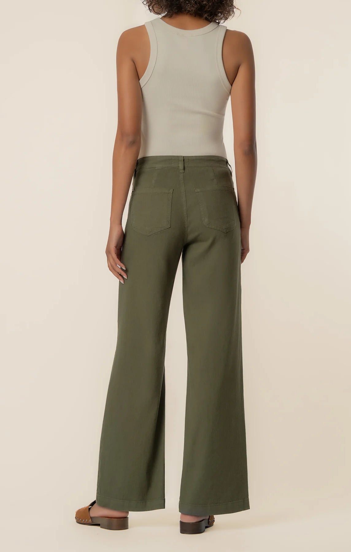 KUT from the Kloth - Meg High Rise Wide Leg Linen Pant - Forest - happenstance.