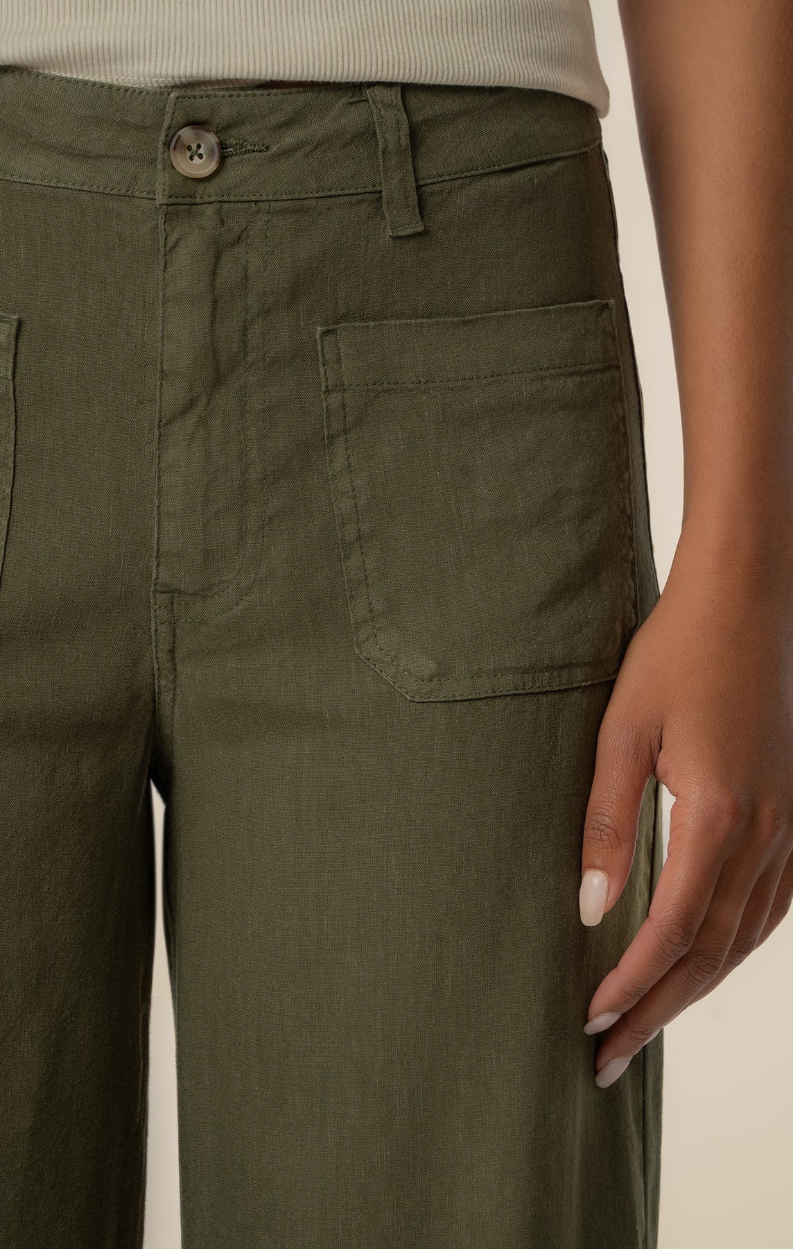 KUT from the Kloth - Meg High Rise Wide Leg Linen Pant - Forest - happenstance.