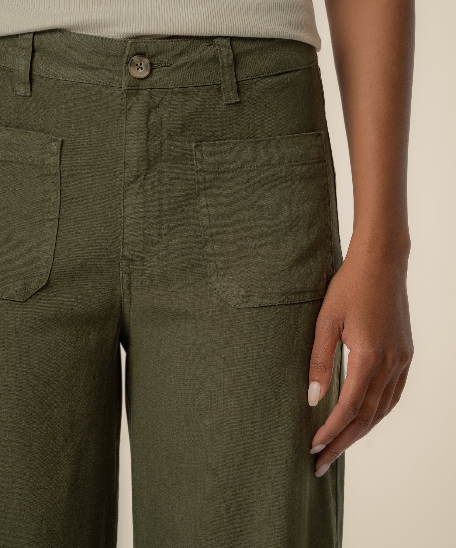 KUT from the Kloth - Meg High Rise Wide Leg Linen Pant - Forest - happenstance.