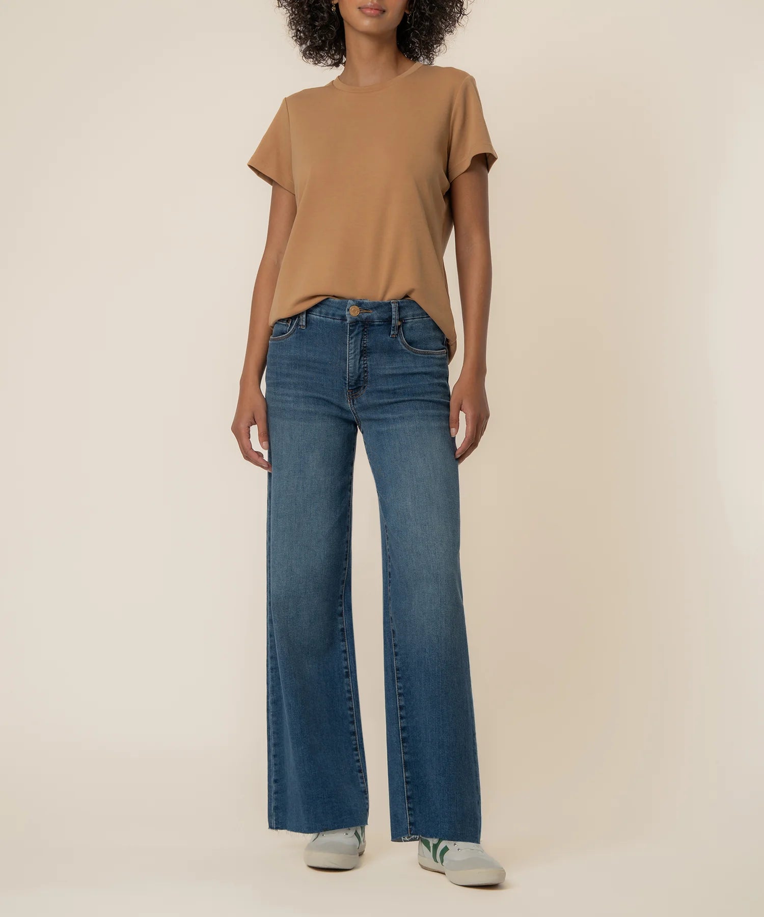 KUT from the Kloth - Meg High Rise Fab Ab Wide Leg Raw Hem - Long Inseam - Rad - happenstance.