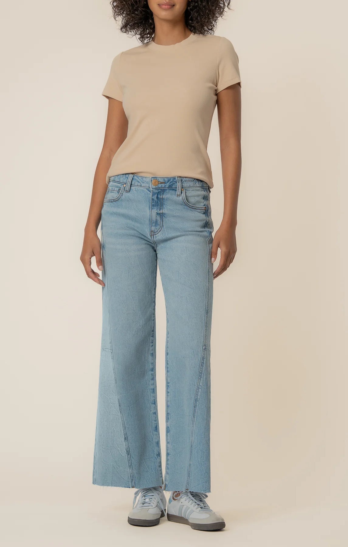 KUT from the Kloth - Meg High Rise Wide Leg Side Panel Raw Hem - Imagination - happenstance.