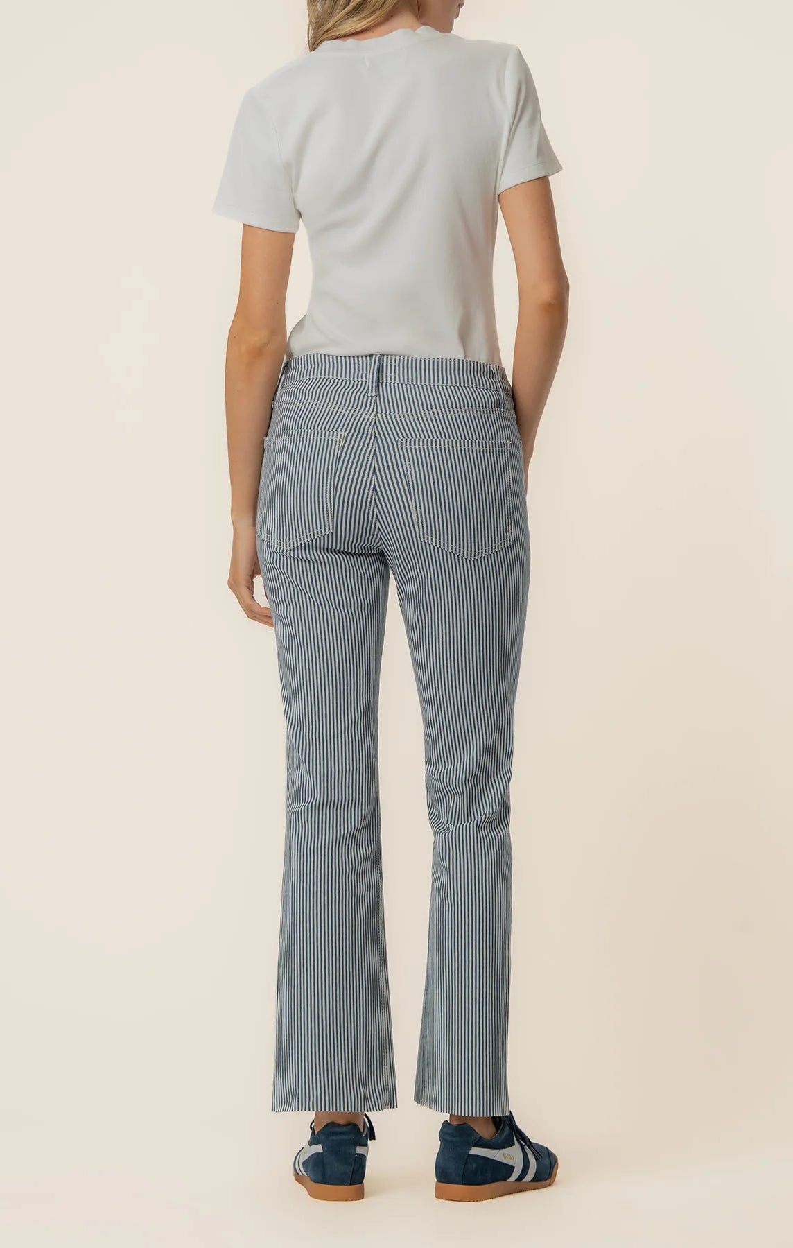 KUT from the Kloth - Kelsey High Rise Ankle Flare - Navy/Ivory - happenstance.