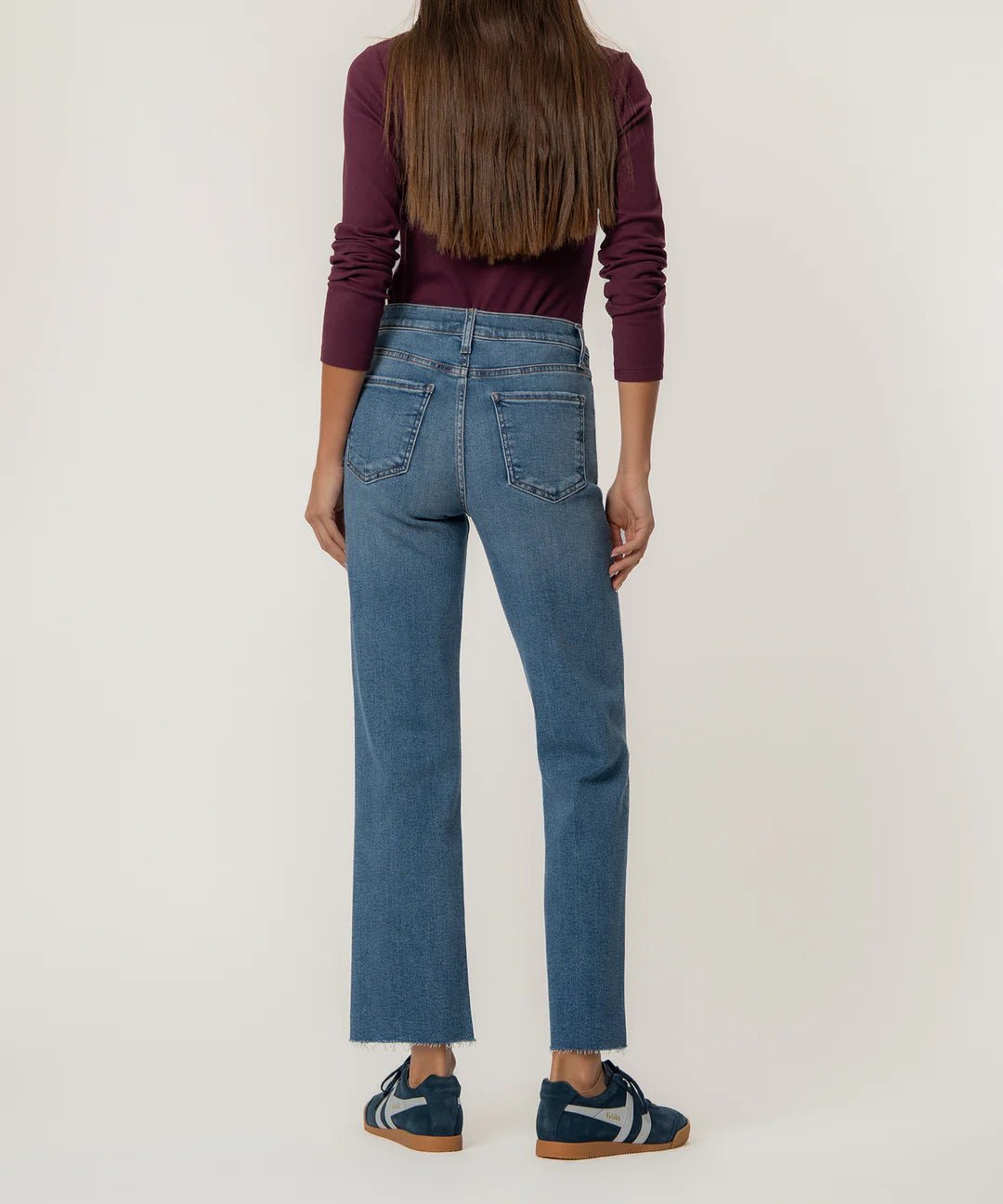 KUT from the Kloth - Avery High Rise Fab Ab Easy Straight Leg Raw Hem - Building - happenstance.