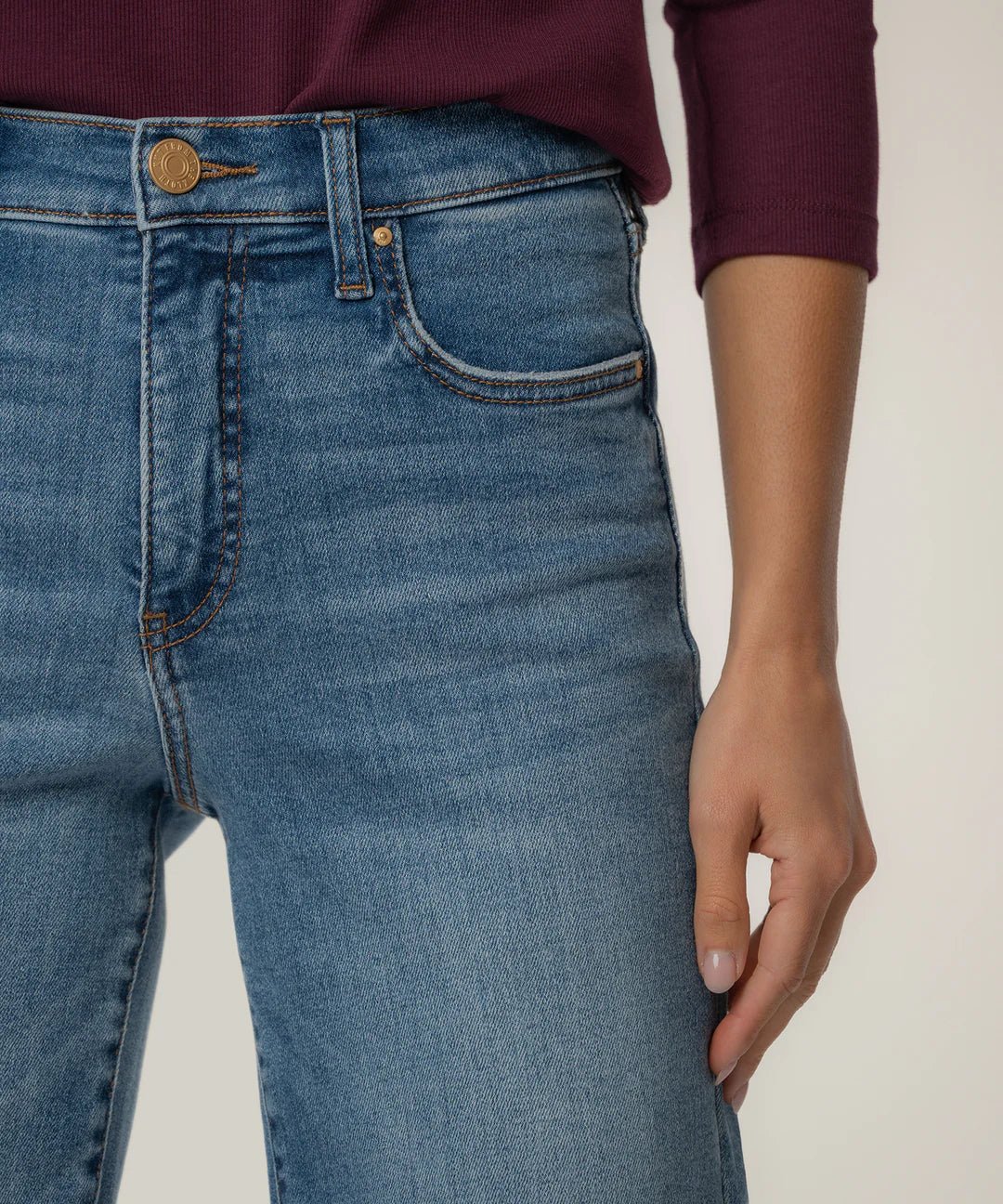 KUT from the Kloth - Avery High Rise Fab Ab Easy Straight Leg Raw Hem - Building - happenstance.