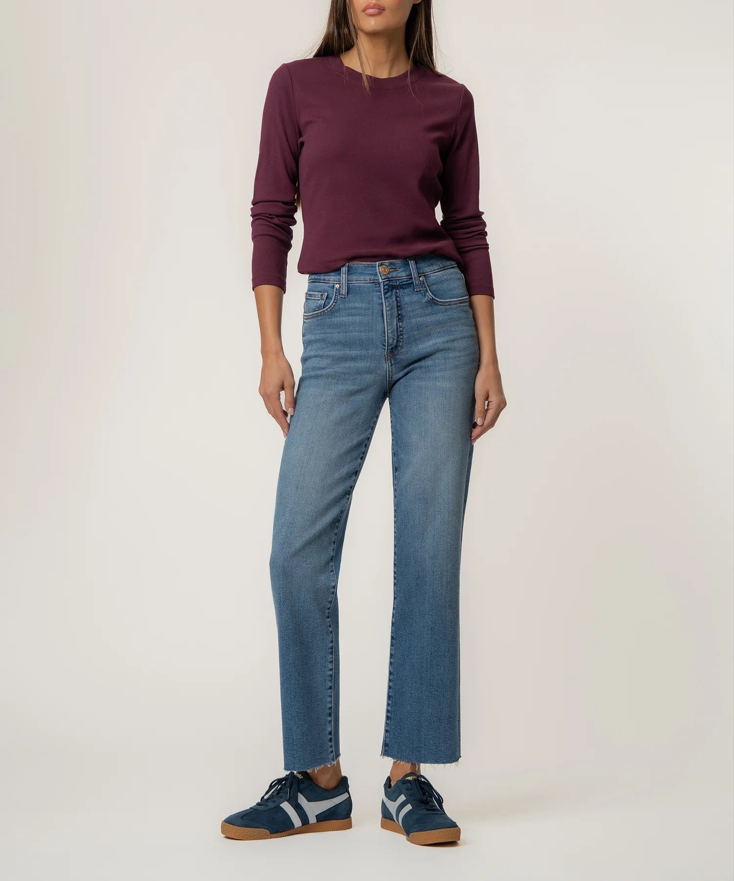 KUT from the Kloth - Avery High Rise Fab Ab Easy Straight Leg Raw Hem - Building - happenstance.