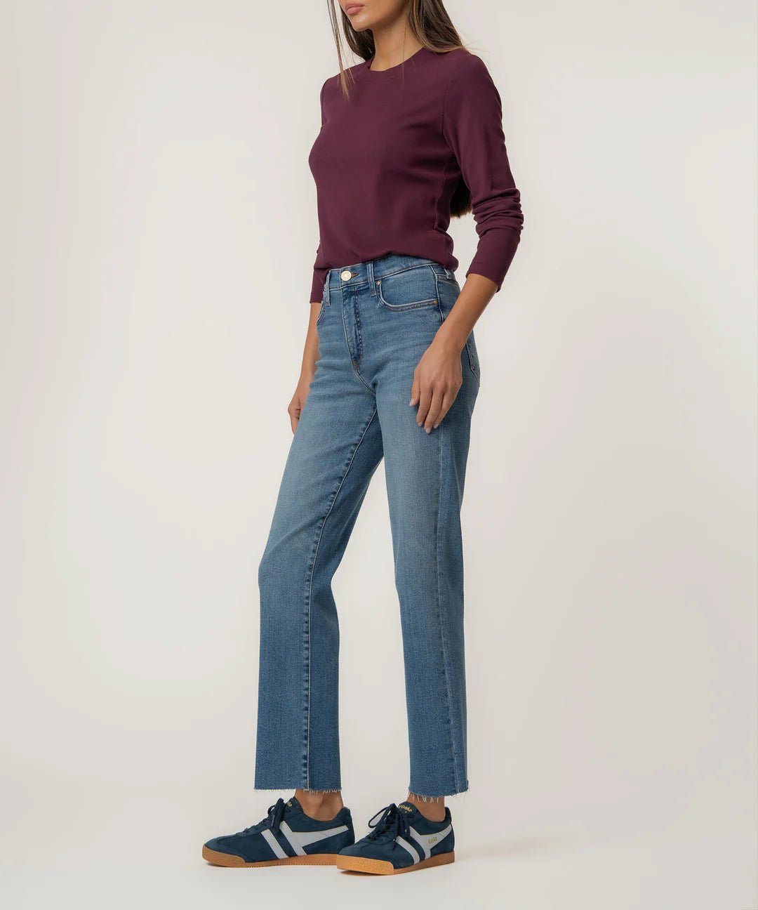 KUT from the Kloth - Avery High Rise Fab Ab Easy Straight Leg Raw Hem - Building - happenstance.