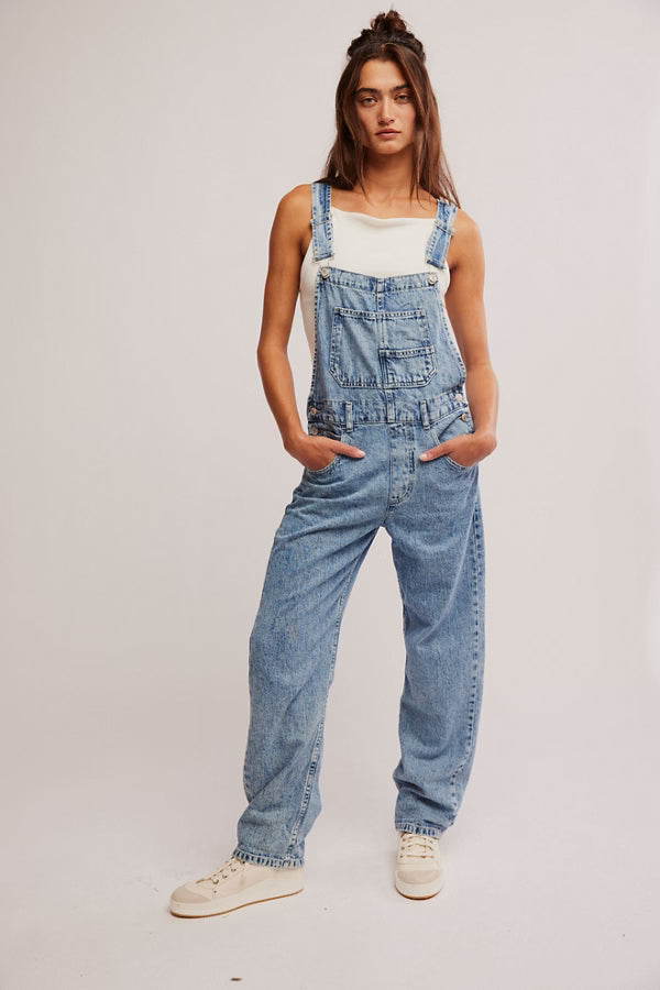 Medium wash denim overall