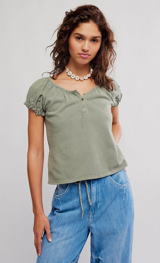 Henley light green top