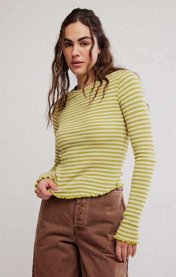 Free People - Easy Does It Striped Tee - Green Combo - happenstance.