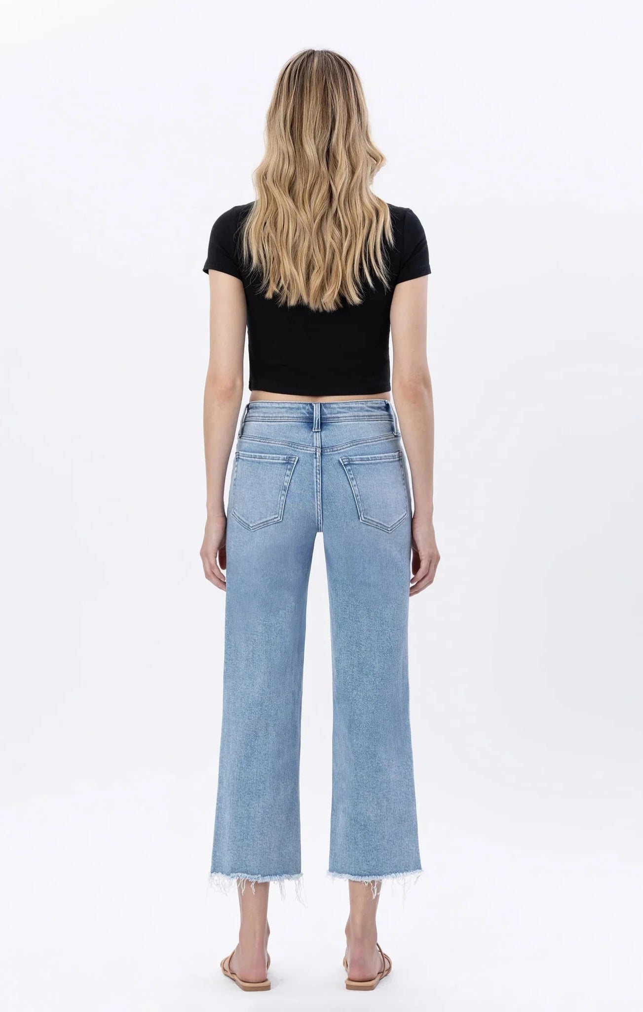 High Rise Crop Slim Wide Leg Jean - Sunflower - happenstance.