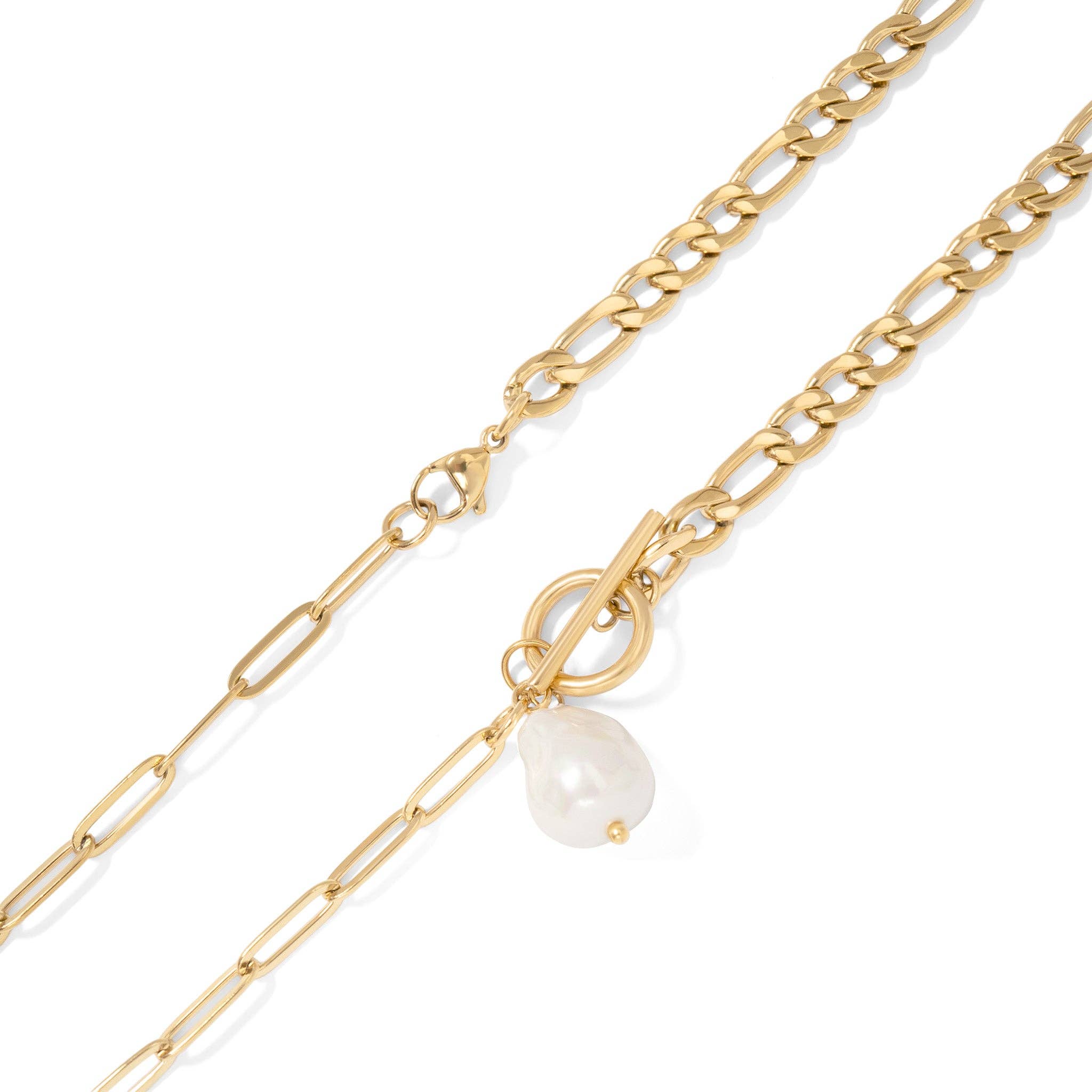 Freshwater Pearl Charm Necklace - Gold - happenstance.