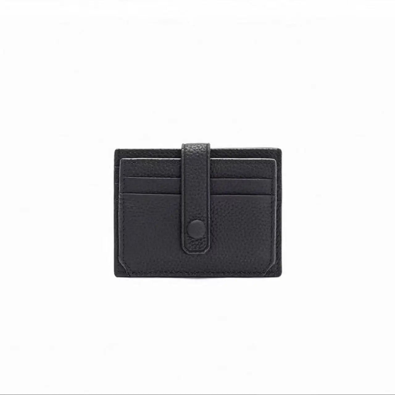 Genuine Leather Pepple Cardholder - Black - happenstance.