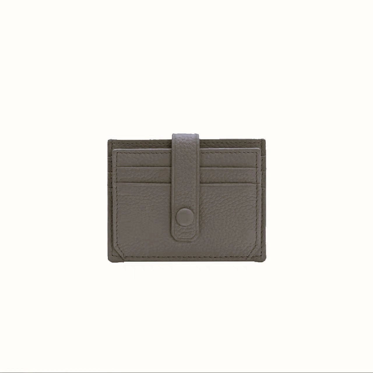 Genuine Leather Pepple Cardholder - Gray - happenstance.