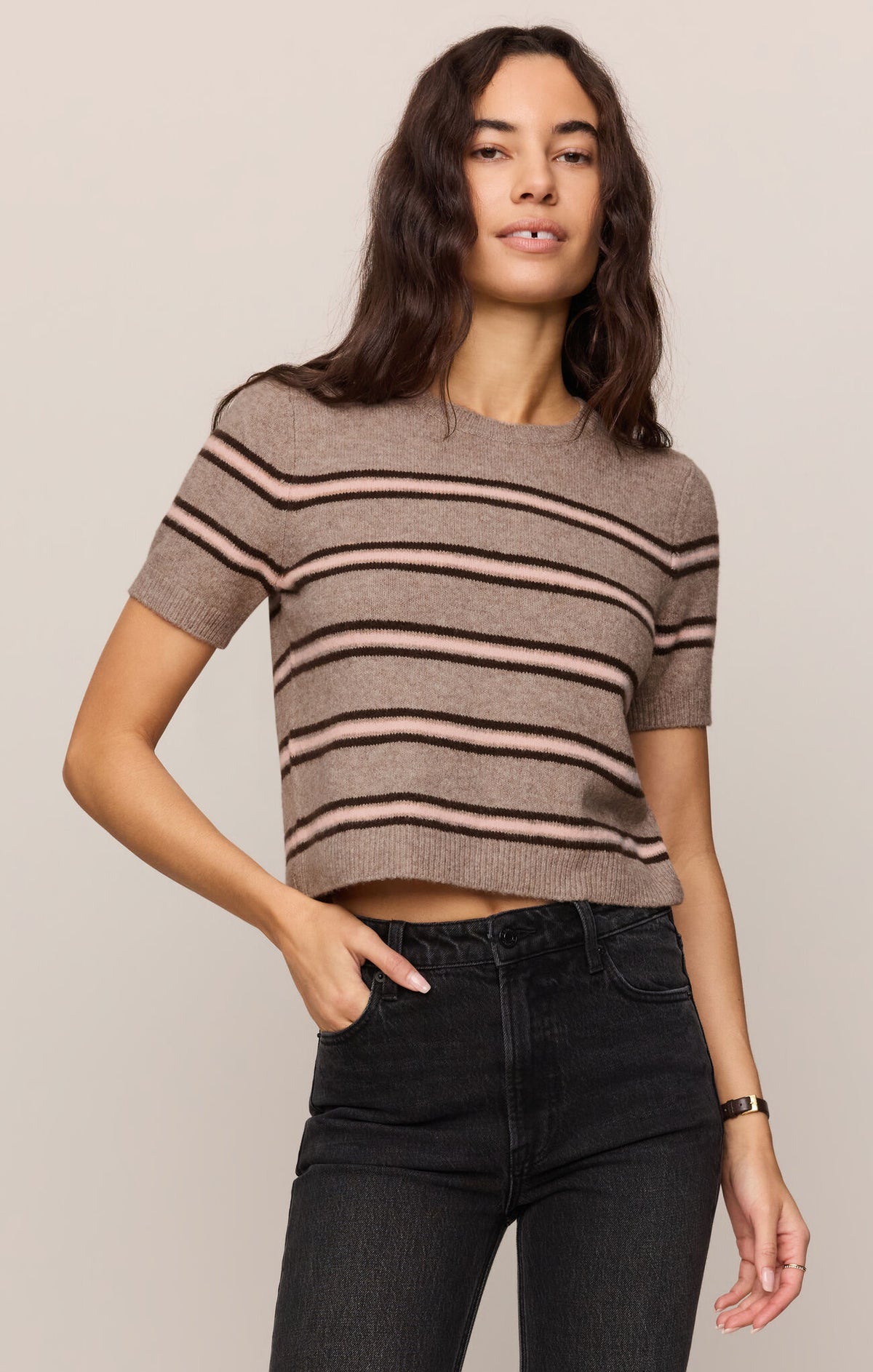 Grey striped sweater tee