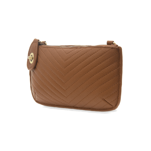 Quilted Mini Crossbody Wristlet Clutch - Caramel - happenstance.