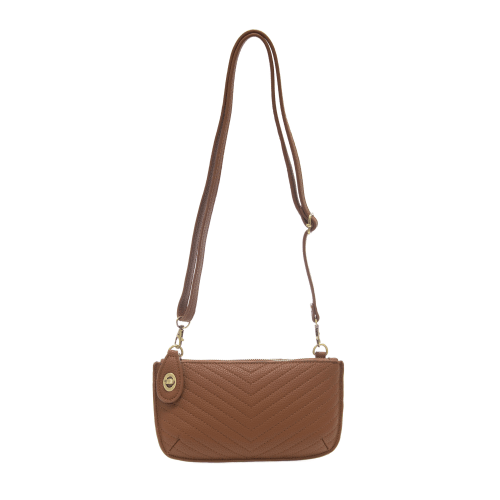 Quilted Mini Crossbody Wristlet Clutch - Caramel - happenstance.