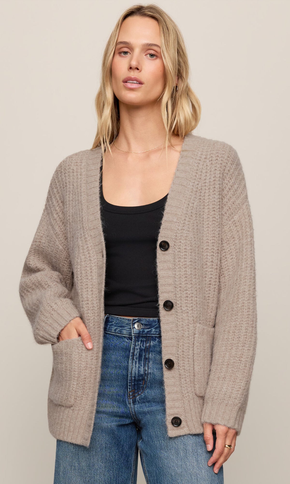 Khaki button up cardigan