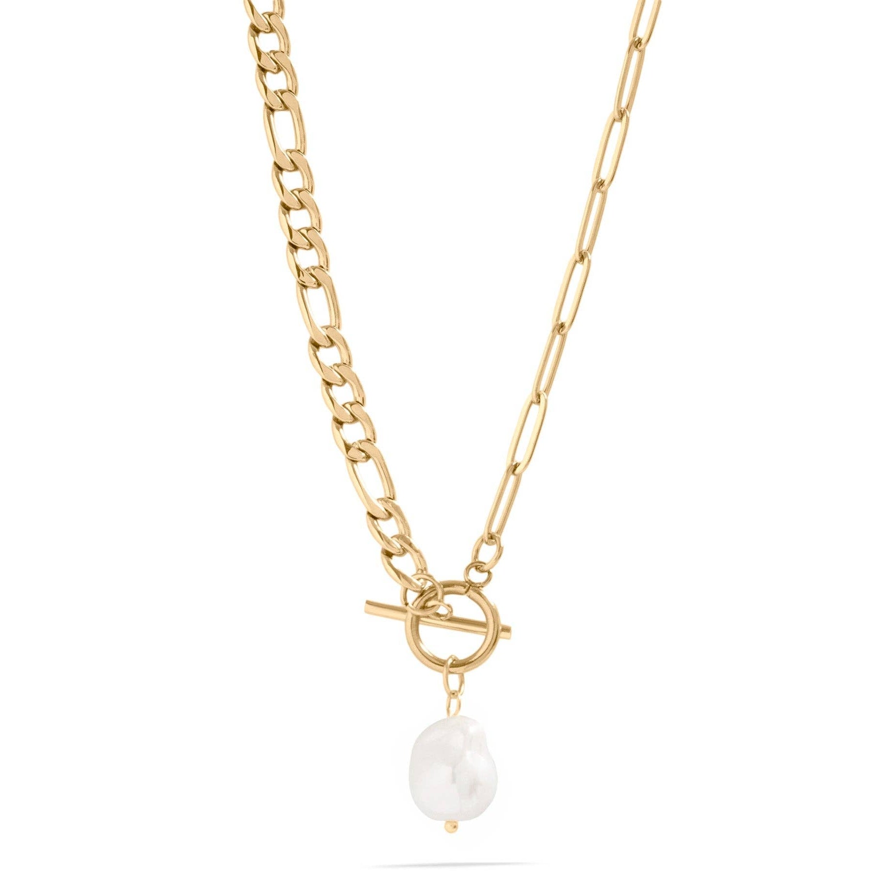 Freshwater Pearl Charm Necklace - Gold - happenstance.