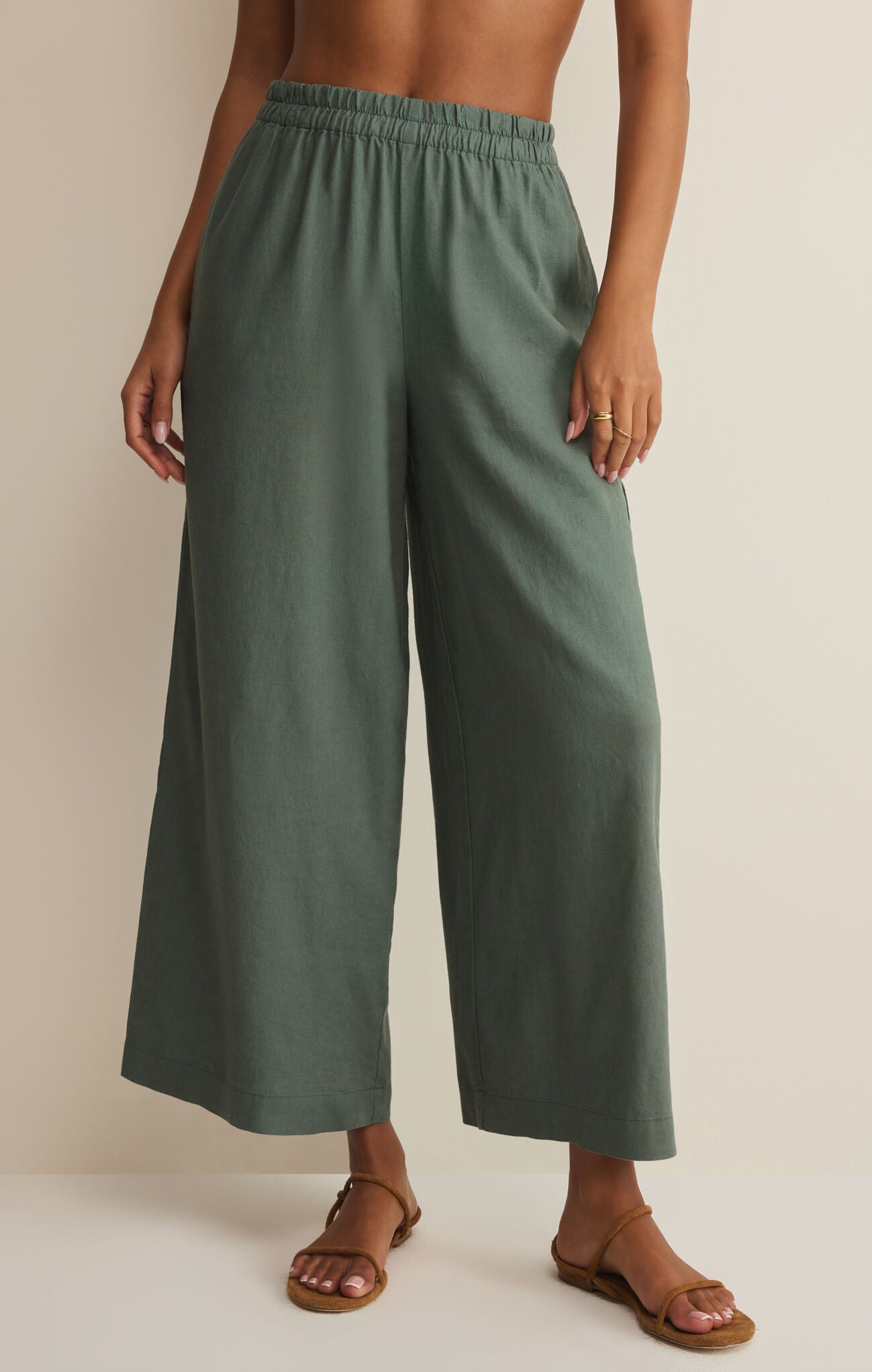 Z Supply - Scout Linen Pant - Everglade - happenstance.