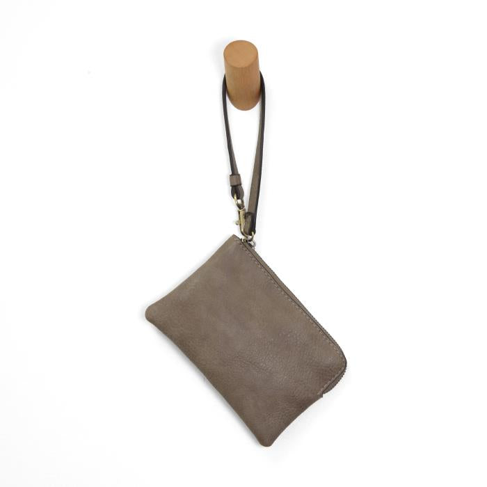Taupe wristlet pouch