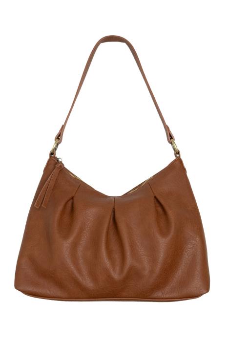 Brown Pleated hobo crossbody bag