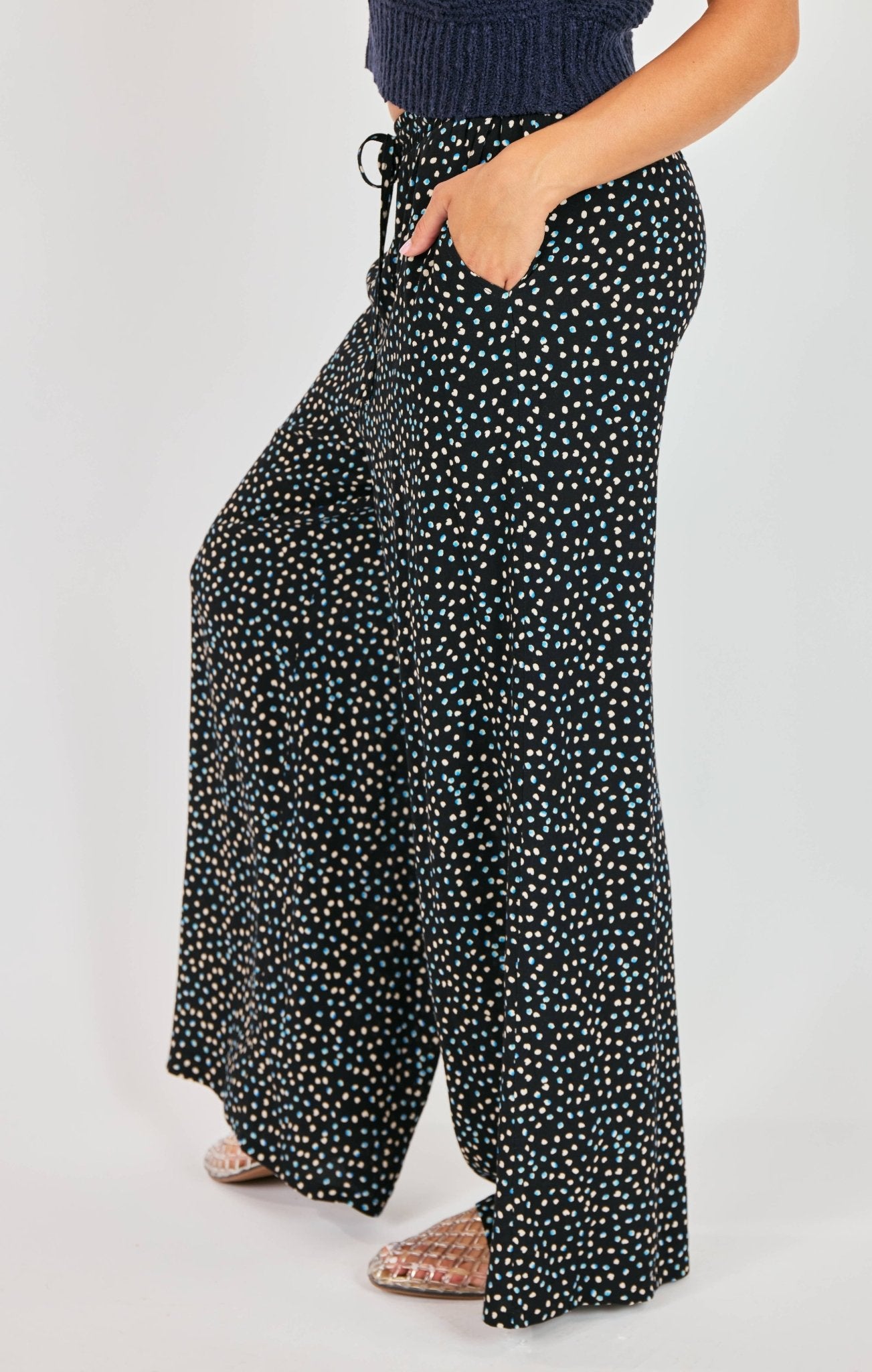 New Romance Wide Leg Polka Dot Drawstring Pants - happenstance.
