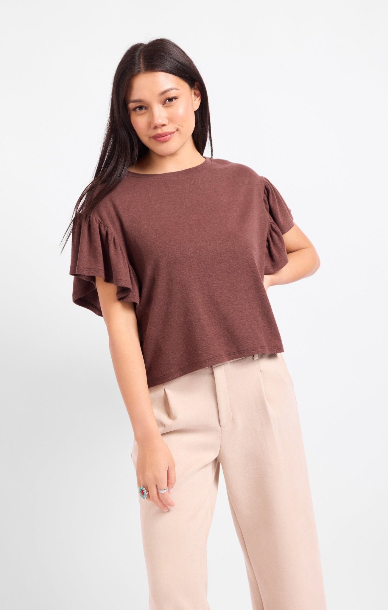 Delphine Ruffle Sleeve Top - happenstance.