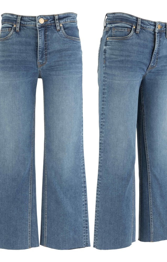 Medium wash ankle flare jeans