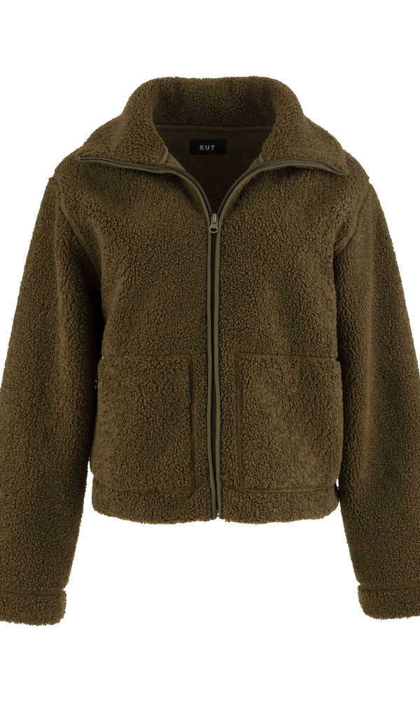 Olive faux shearling jacket