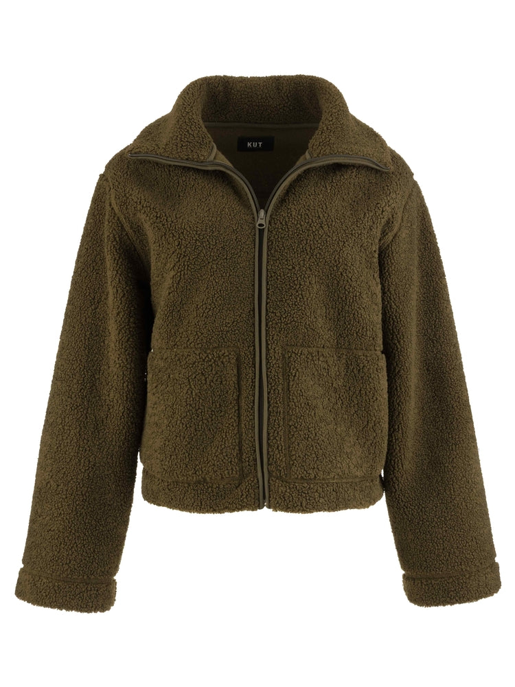 Olive faux shearling jacket