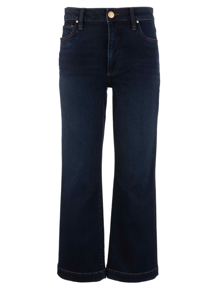 Dark wash kick flare jean
