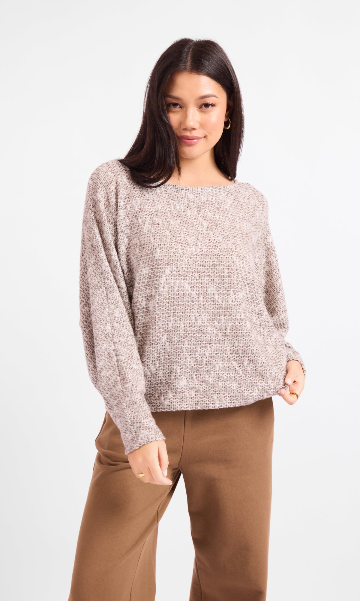 Brown boatneck sweater