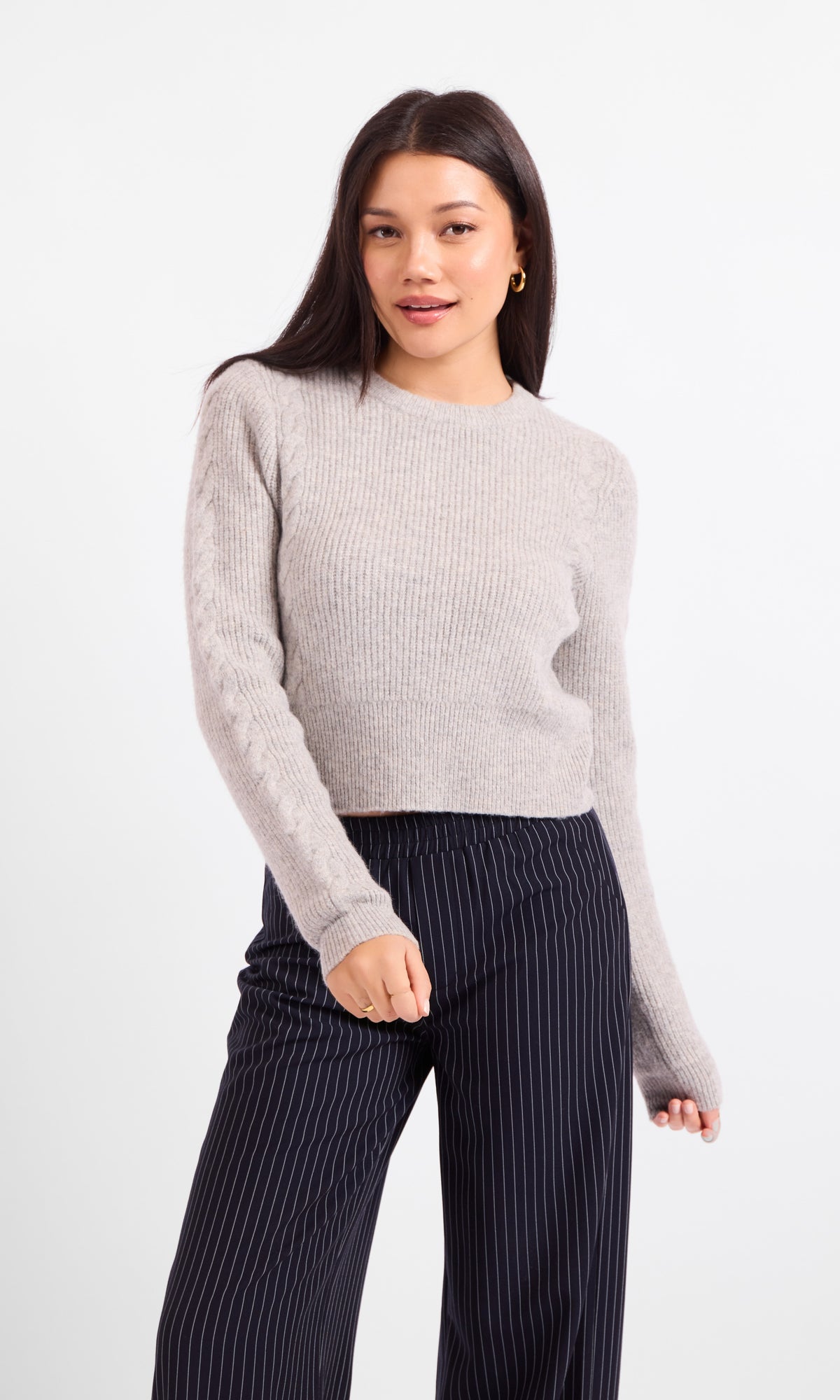 Grey cable knit sweater