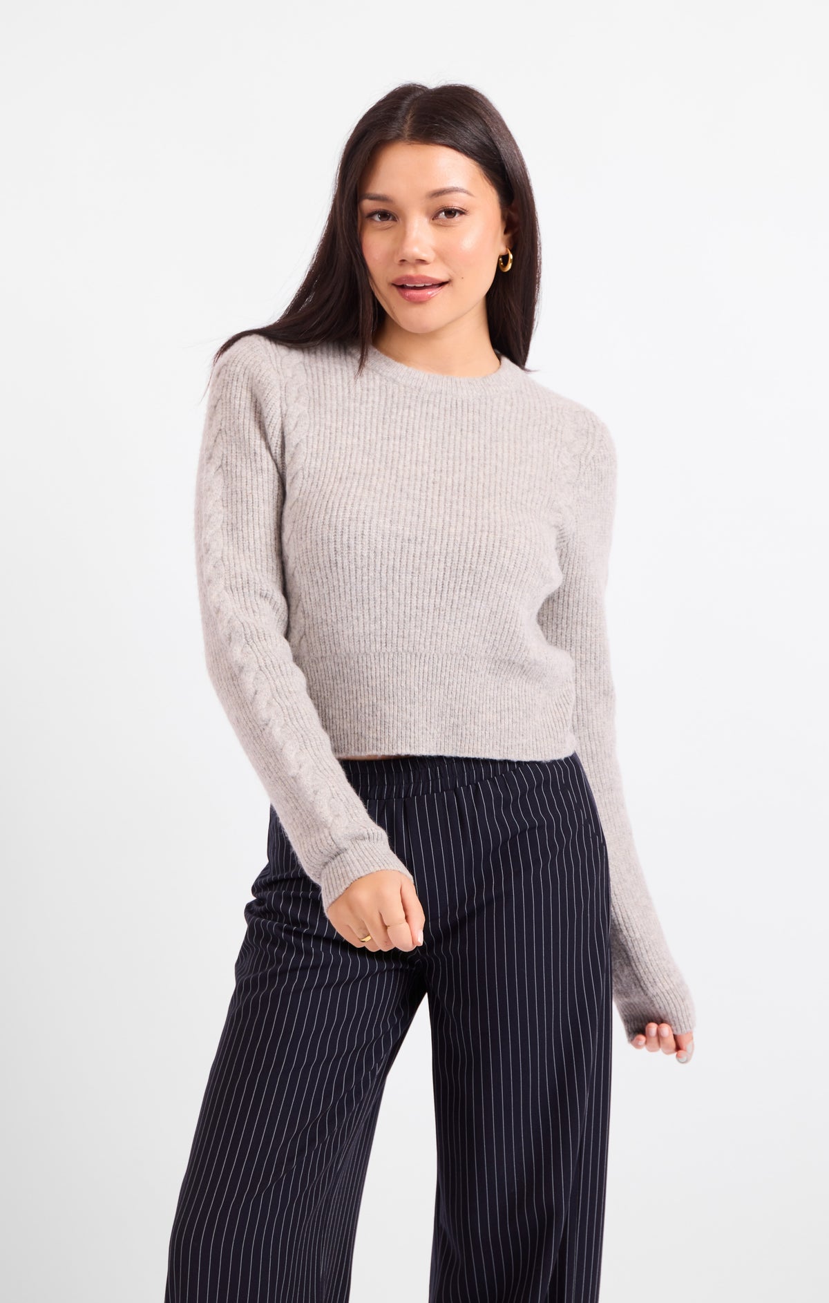 Grey cable knit sweater