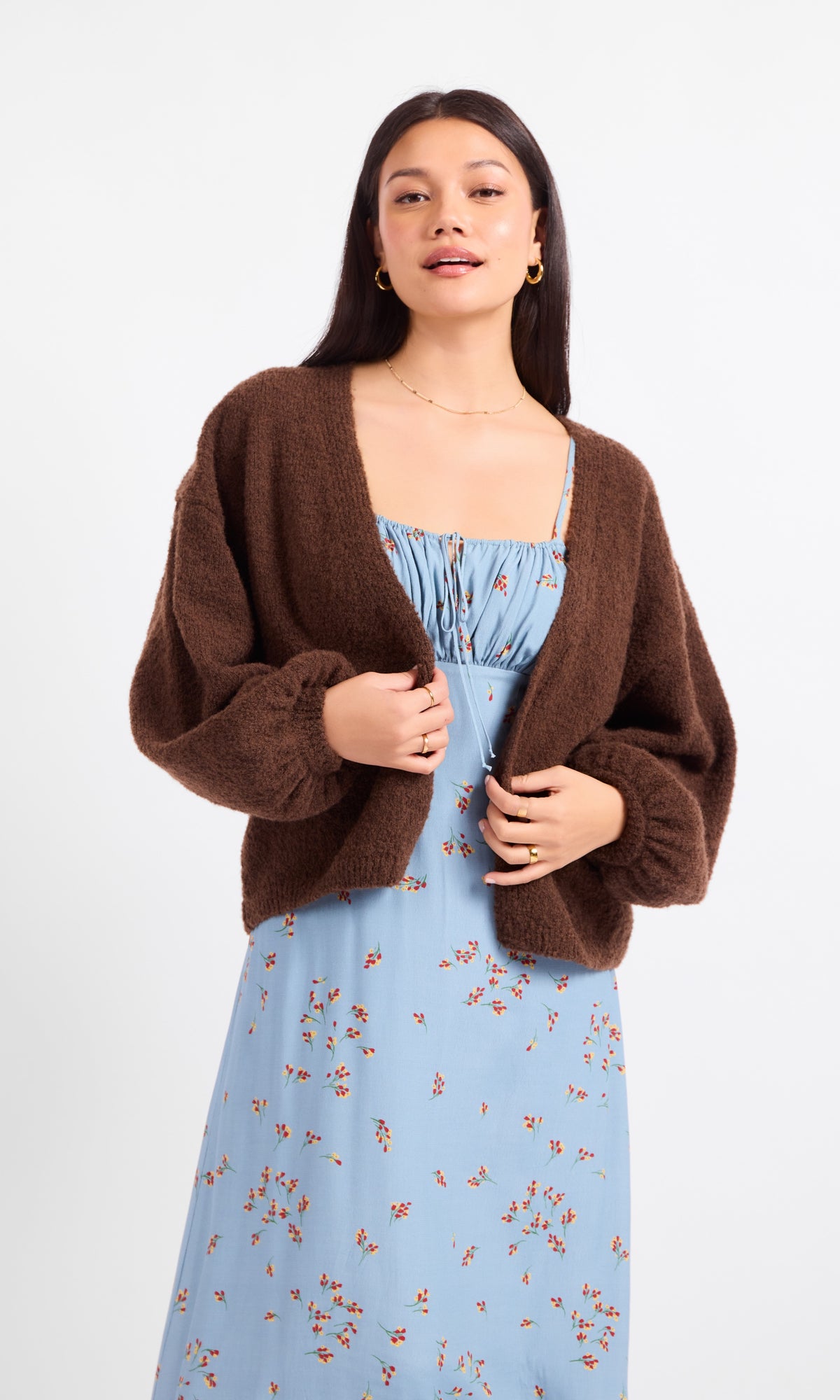 Brown fuzzy cardigan